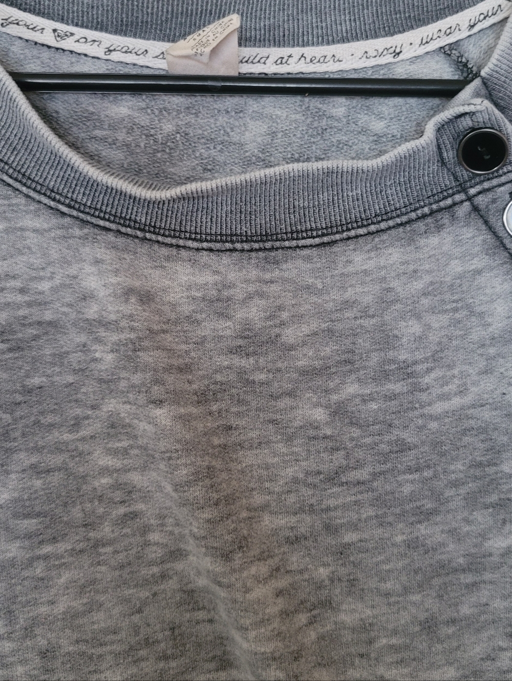 Vintage Y2K Roxy Lightweight Gray Button Shoulder Sweatshirt Size Small - Picture 7 of 8